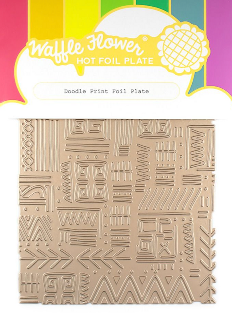 Waffle Flower Doodle Print Hot Foil Plate 421296