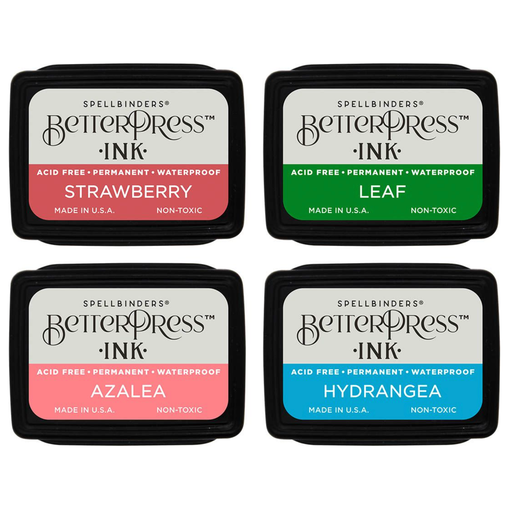 BPI-012 Spellbinders Flower Garden BetterPress Ink Mini Set 4 Pack spring colors