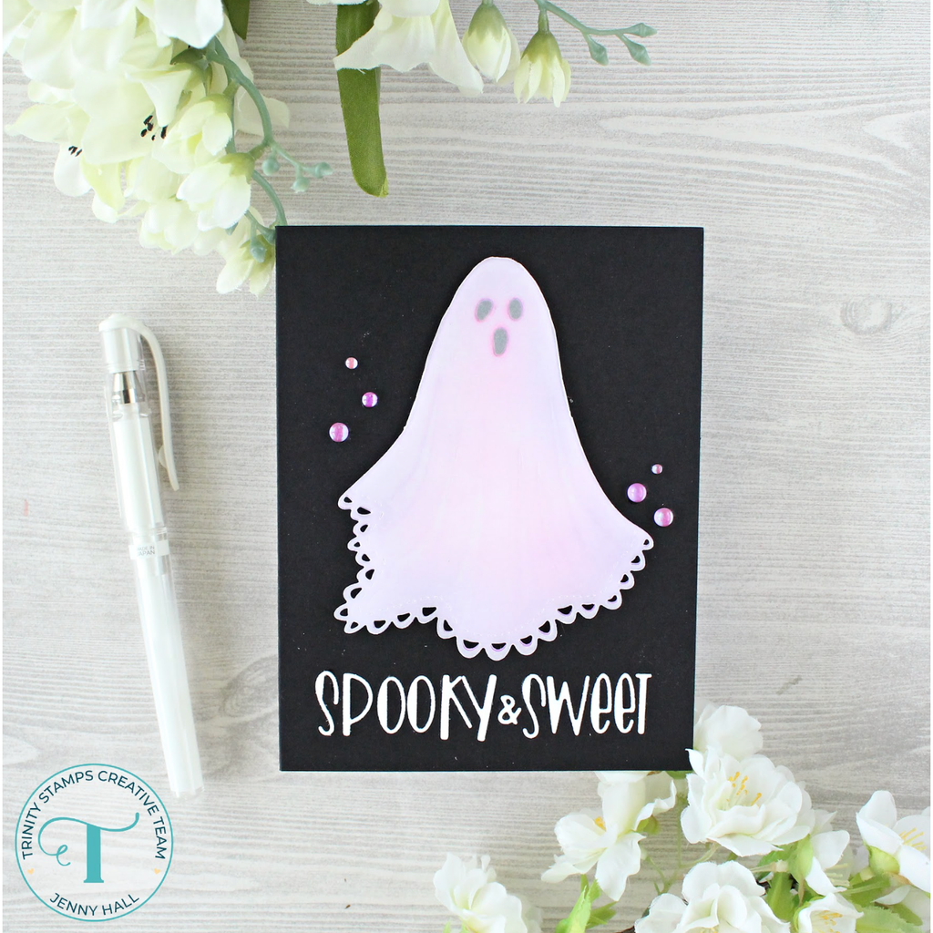 Trinity Stamps Dainty Ghost Die tmd-243 Jenny Hall Spooky Card
