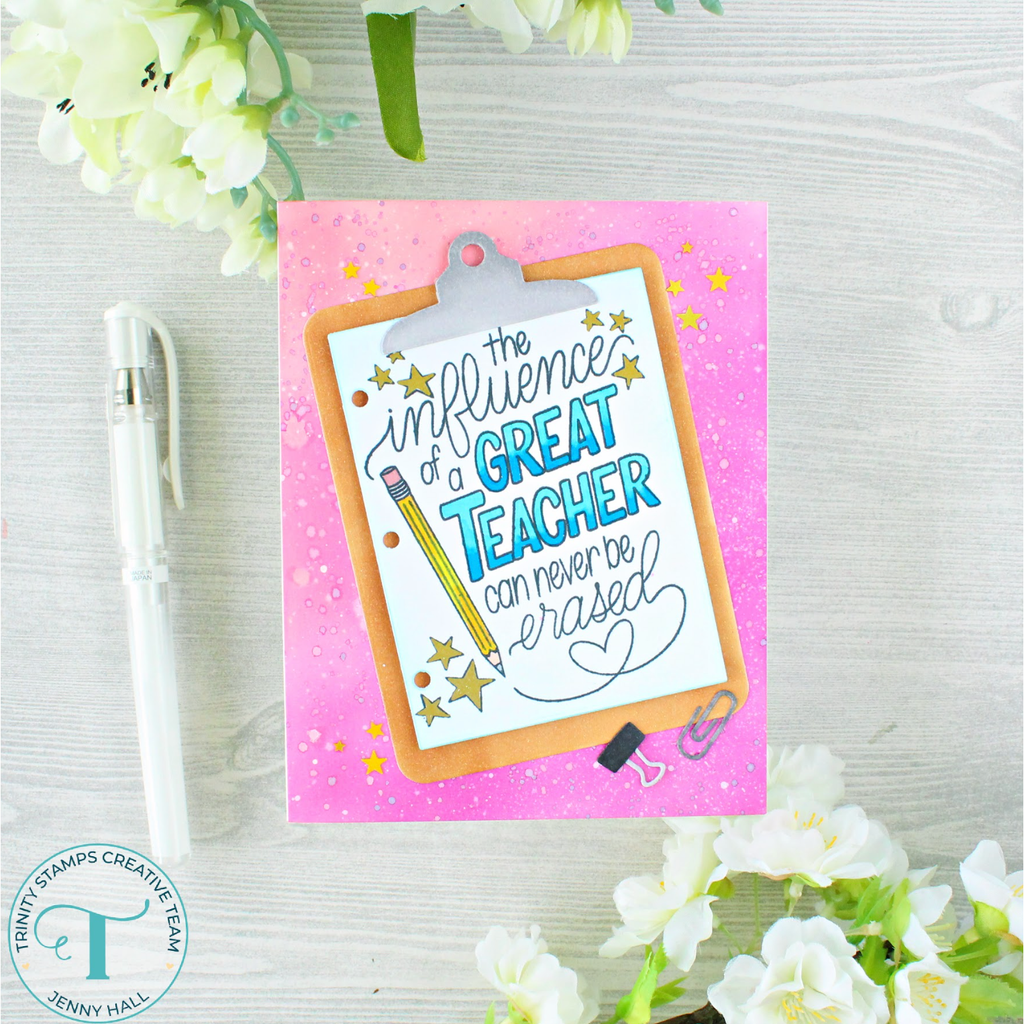 Trinity Stamps Influential Teacher Clear Stamp tps-271 Jenny Hall School Card