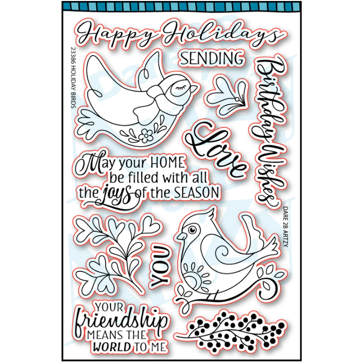 Dare 2B Artzy Holiday Birds Clear Stamp Set 23386