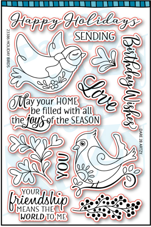 Dare 2B Artzy Holiday Birds Clear Stamp Set 23386