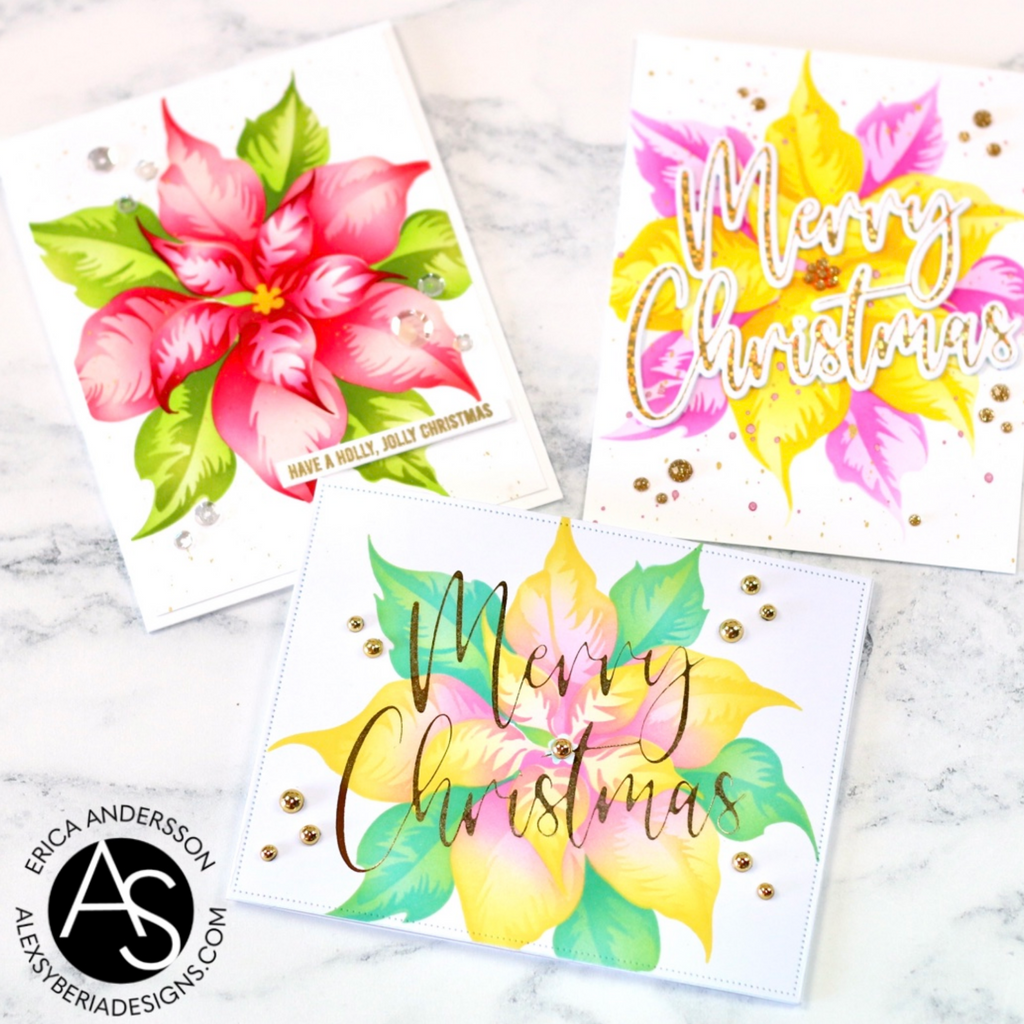 Alex Syberia Designs Festive Poinsettia Stencil Set asdste73 Trio