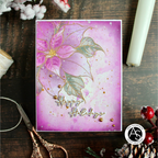 Alex Syberia Designs Festive Poinsettia Clear Stamp Set asdsta73 Gold Embossed