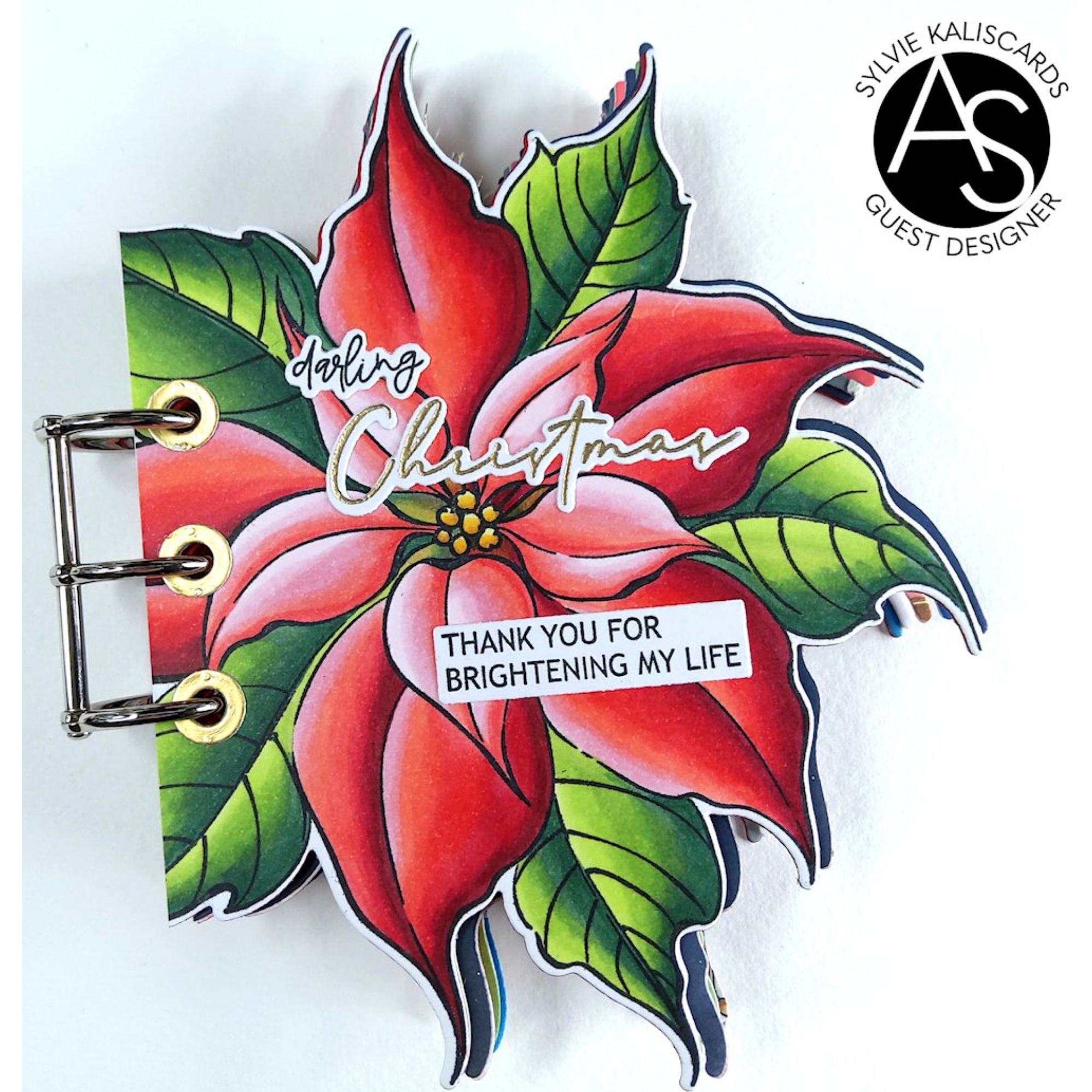 Alex Syberia Designs Festive Poinsettia Clear Stamp Set asdsta73 Christmas Book