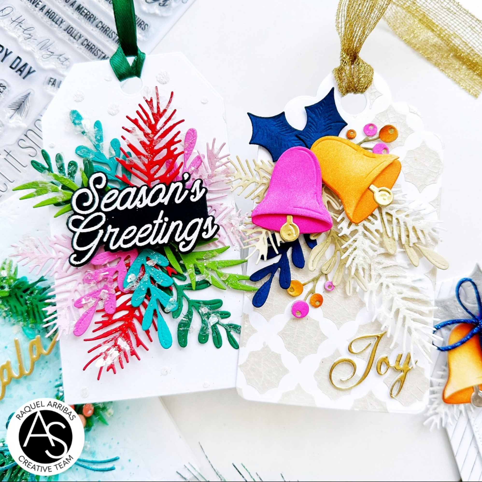 Alex Syberia Designs Jingle Bell Joy Die Set asdd91 Colorful Tags
