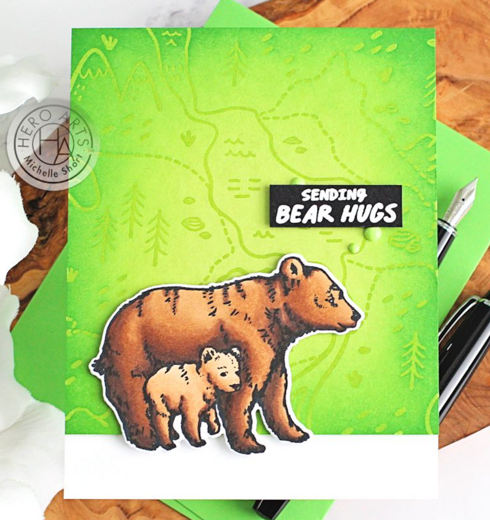 Hero Arts Bold Prints Cling Stamp Trail Map CG922 bear hugs