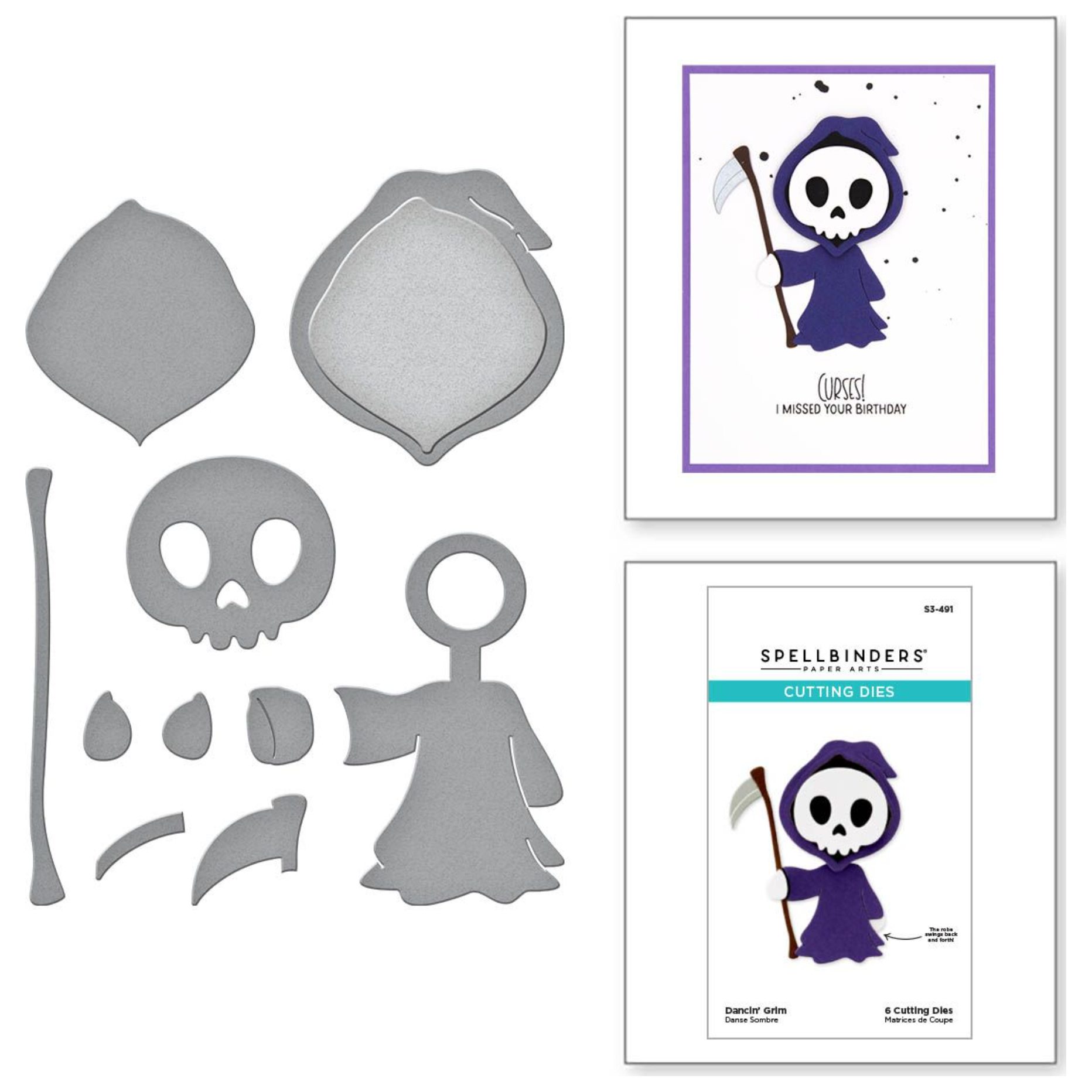 S3-491 Spellbinders Dancin' Grim Etched Dies detailed product photo