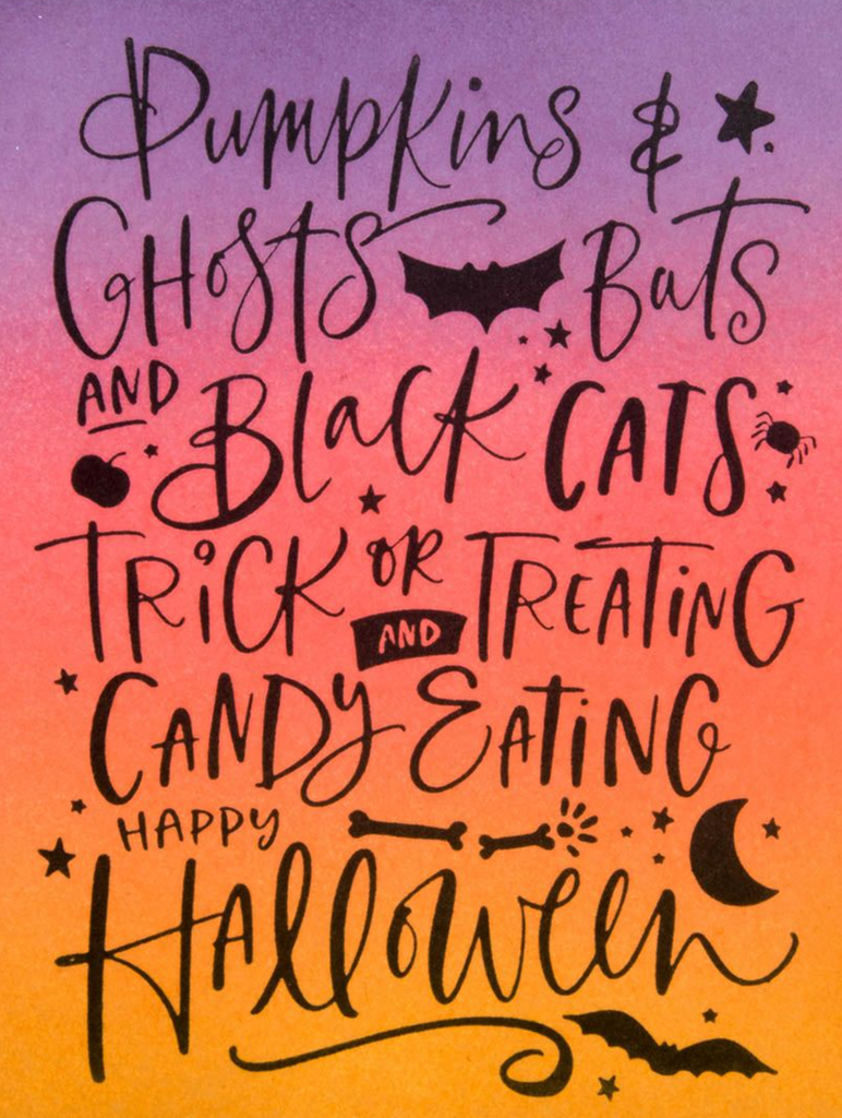 BP-078 Spellbinders Pumpkins and Ghosts Background Press Plates halloween sayings