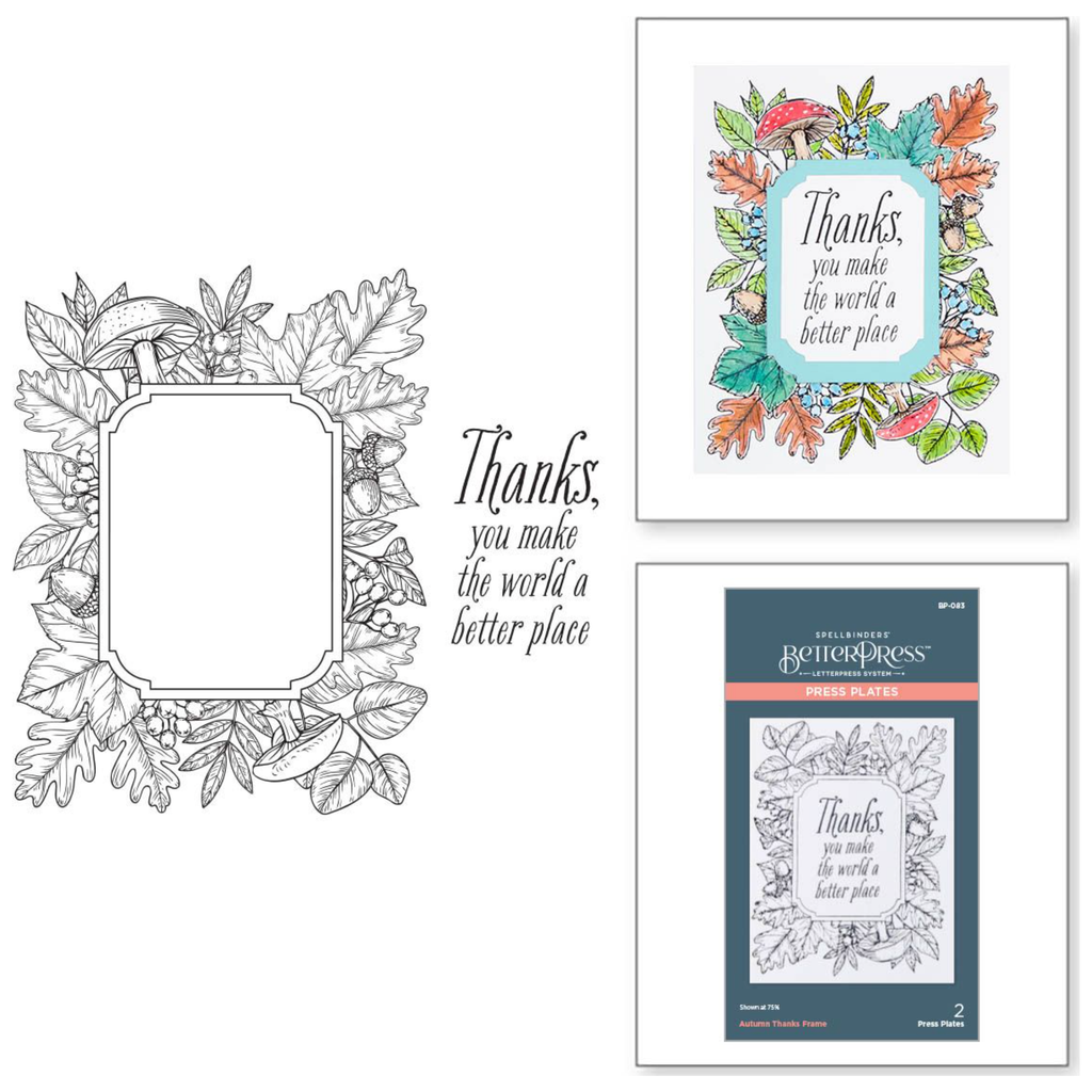 BP-083 Spellbinders Autumn Thanks Frame Press Plate detailed product photo