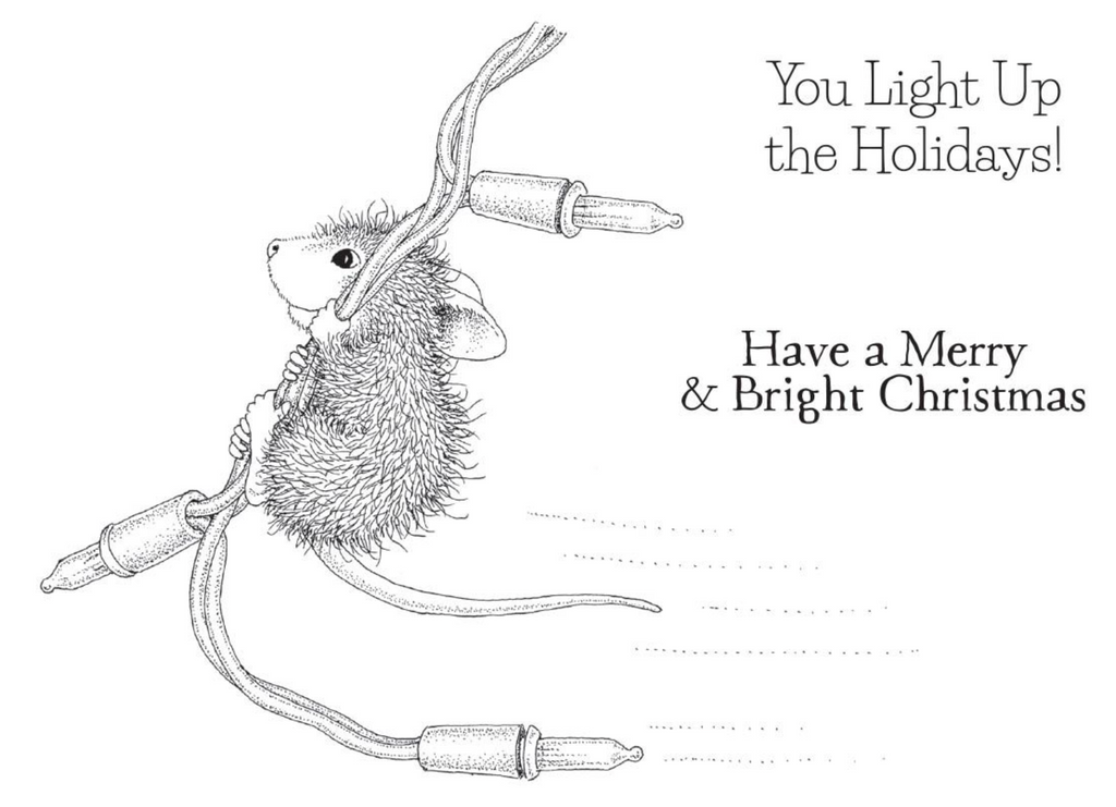 RSC-015 Spellbinders House Mouse Merry and Bright Cling Rubber Stamps