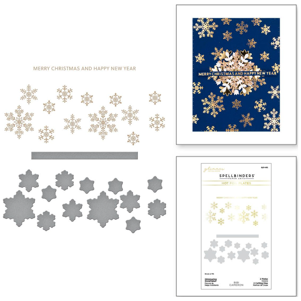 GLP-410 Spellbinders Glimmering Snowflakes Hot Foil Plate and Die Set detailed product photo