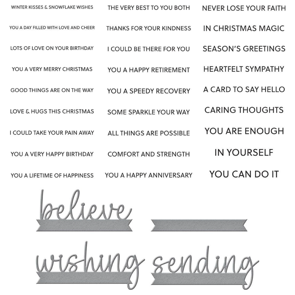 SDS-185 Spellbinders Snowflake Wishes Clear Stamp and Die Set