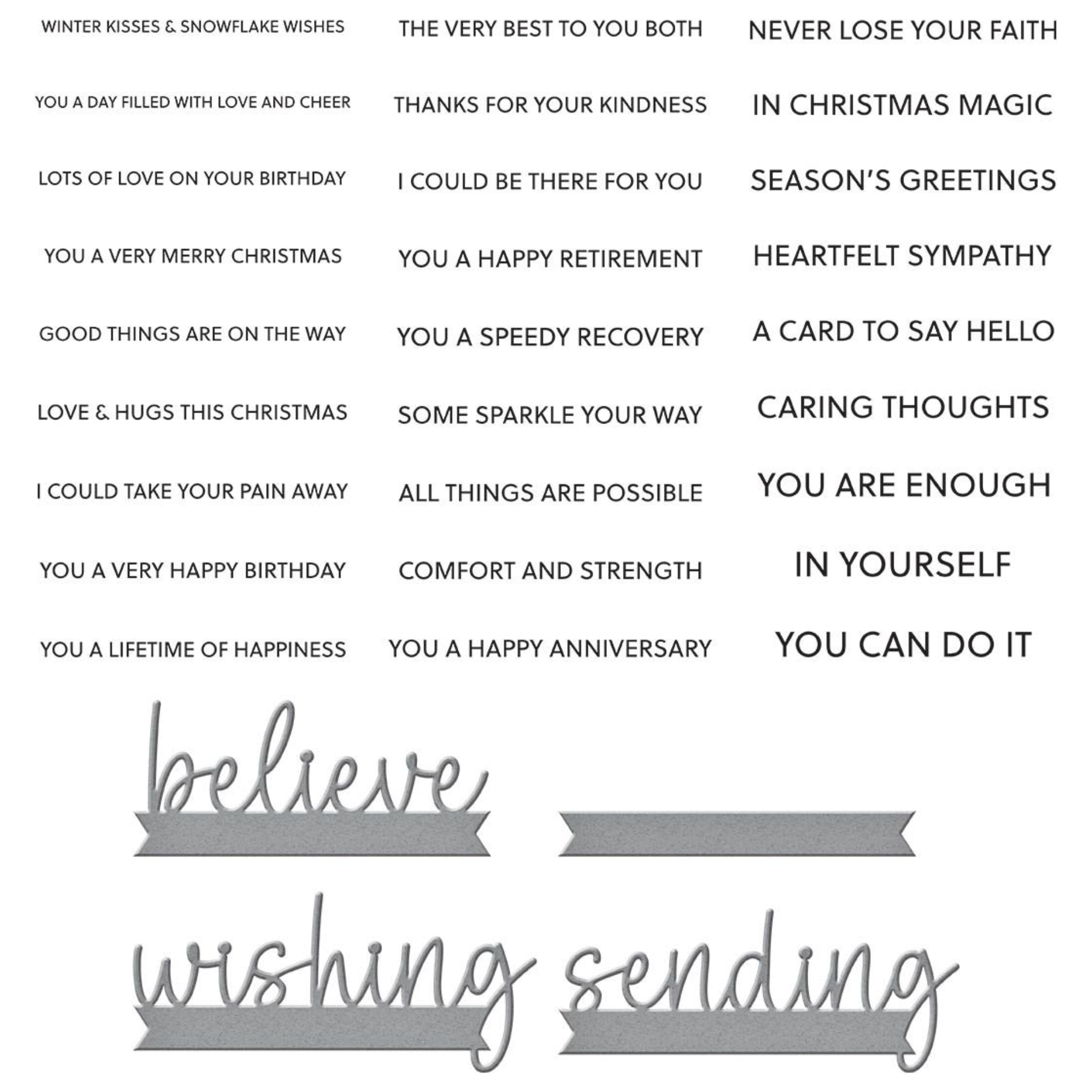 SDS-185 Spellbinders Snowflake Wishes Clear Stamp and Die Set