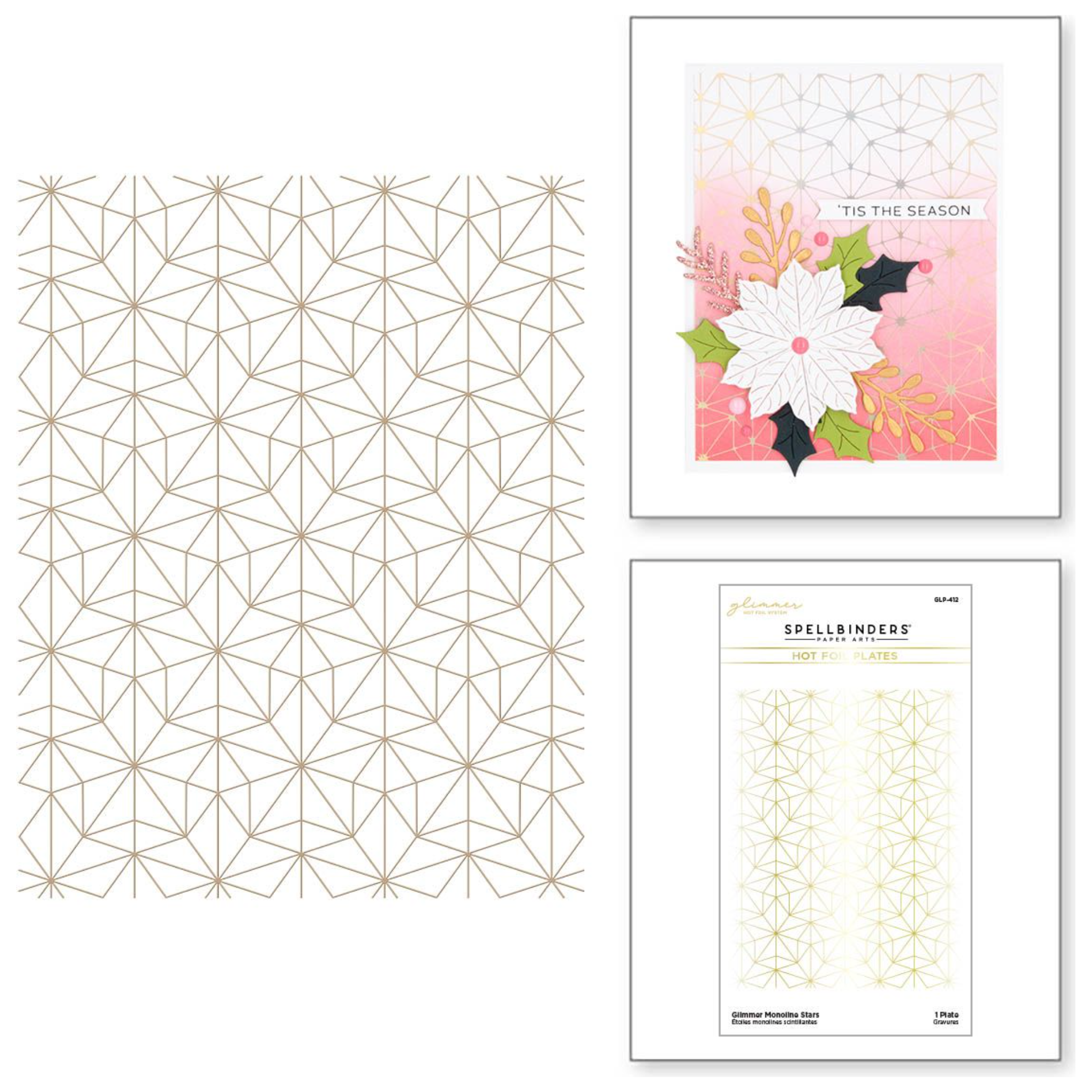 GLP-412 Spellbinders Glimmer Monoline Stars Hot Foil Plate detailed product photo