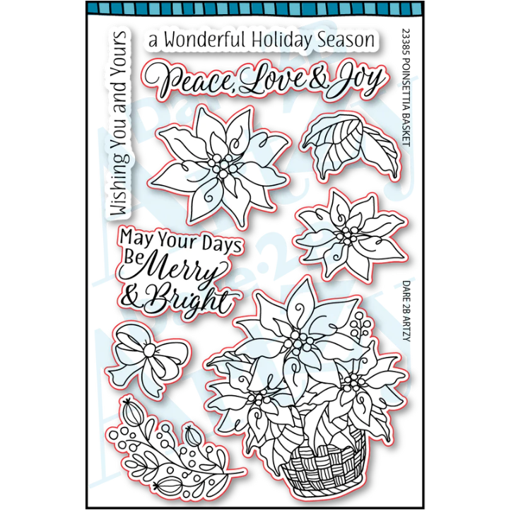 Dare 2B Artzy Poinsettia Basket Clear Stamp Set 23385*