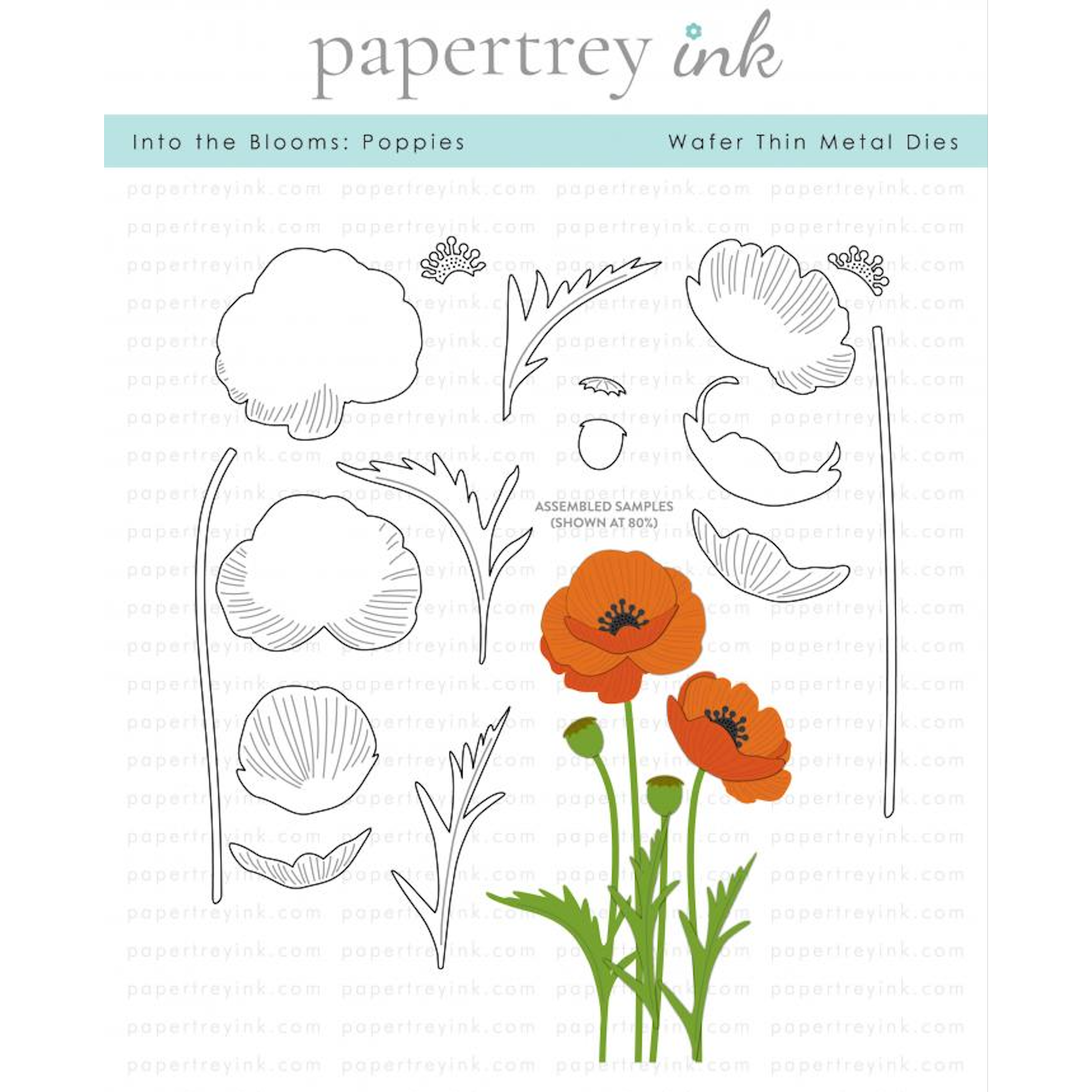 Papertrey Ink Into the Blooms Poppies Dies PTI-0669