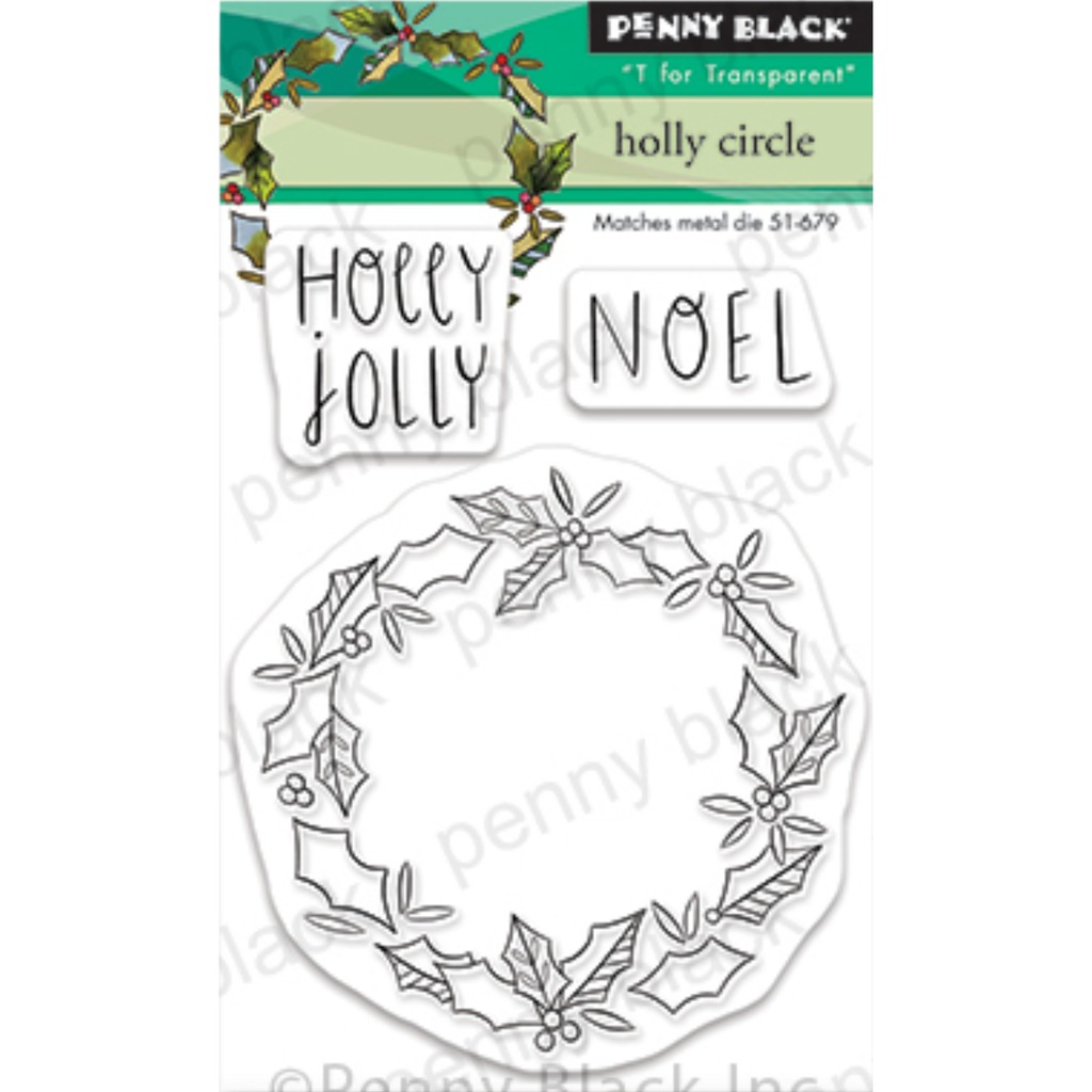 Penny Black Clear Stamps Holly Circle 30-769