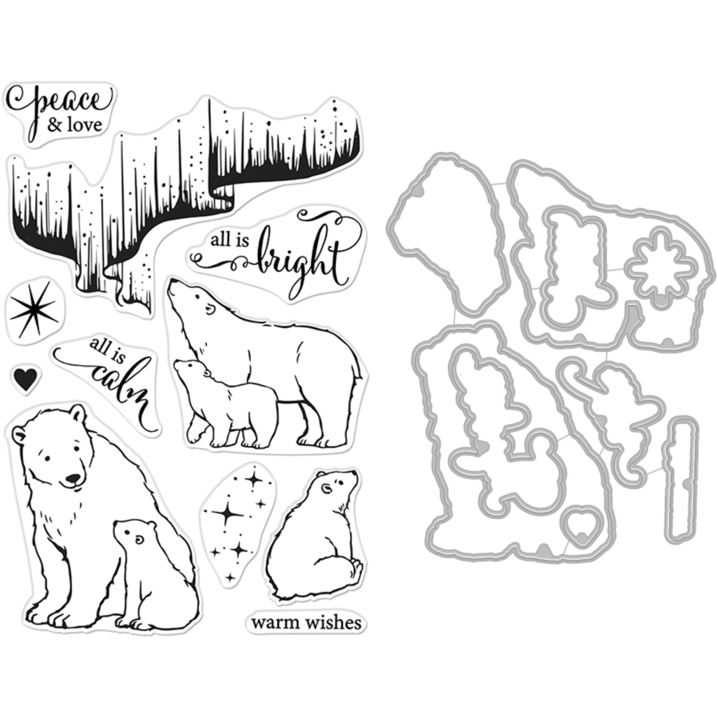 Hero Arts Northern Lights Polar Bears Clear Stamp and Die Set sb375