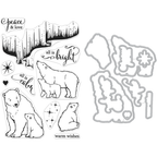 Hero Arts Northern Lights Polar Bears Clear Stamp and Die Set sb375