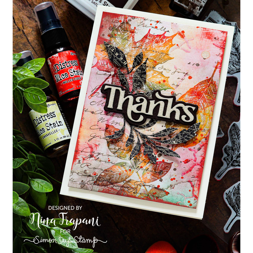 Tim Holtz Cling Rubber Stamps Sketchy Leaves cms467 thanks