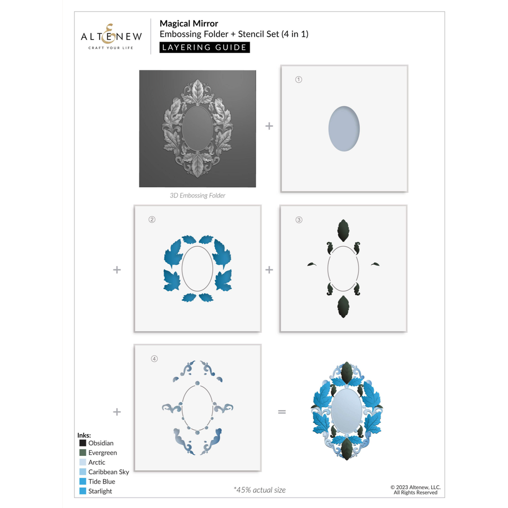 Altenew Magical Mirror 3D Embossing Folder alt8133 layering guide