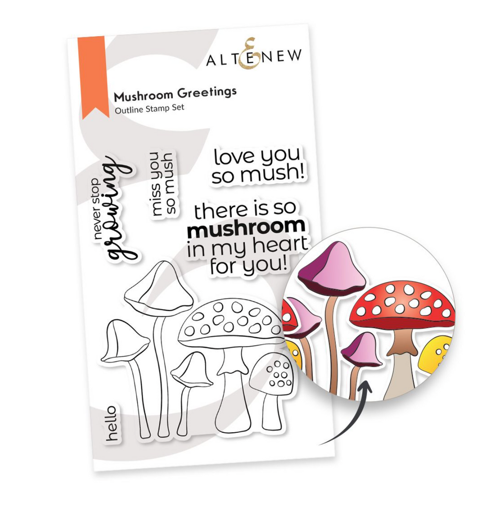 Altenew Mushroom Greetings Clear Stamps alt8124