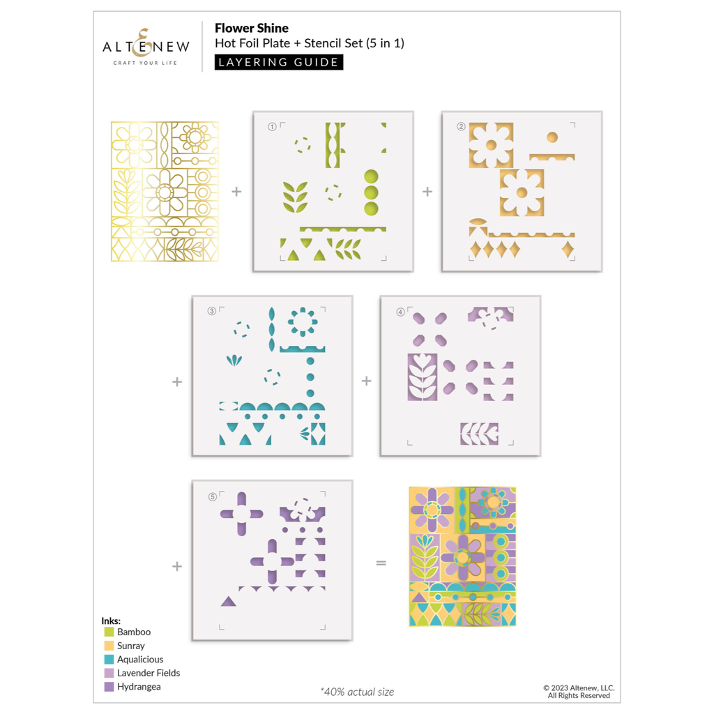 Altenew Flower Shine Simple Coloring Stencils alt8118 layering guide
