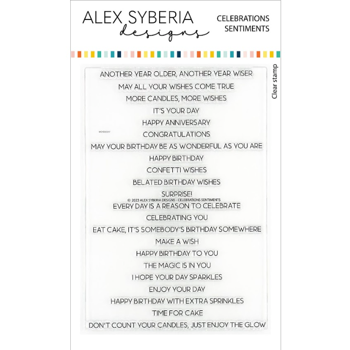 Alex Syberia Designs Celebrations Sentiments Clear Stamp Set asd-sta-116