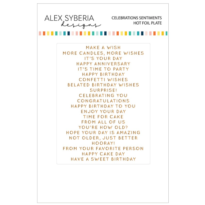 Alex Syberia Designs Celebrations Sentiments Hot Foil Plate asd-hf-117