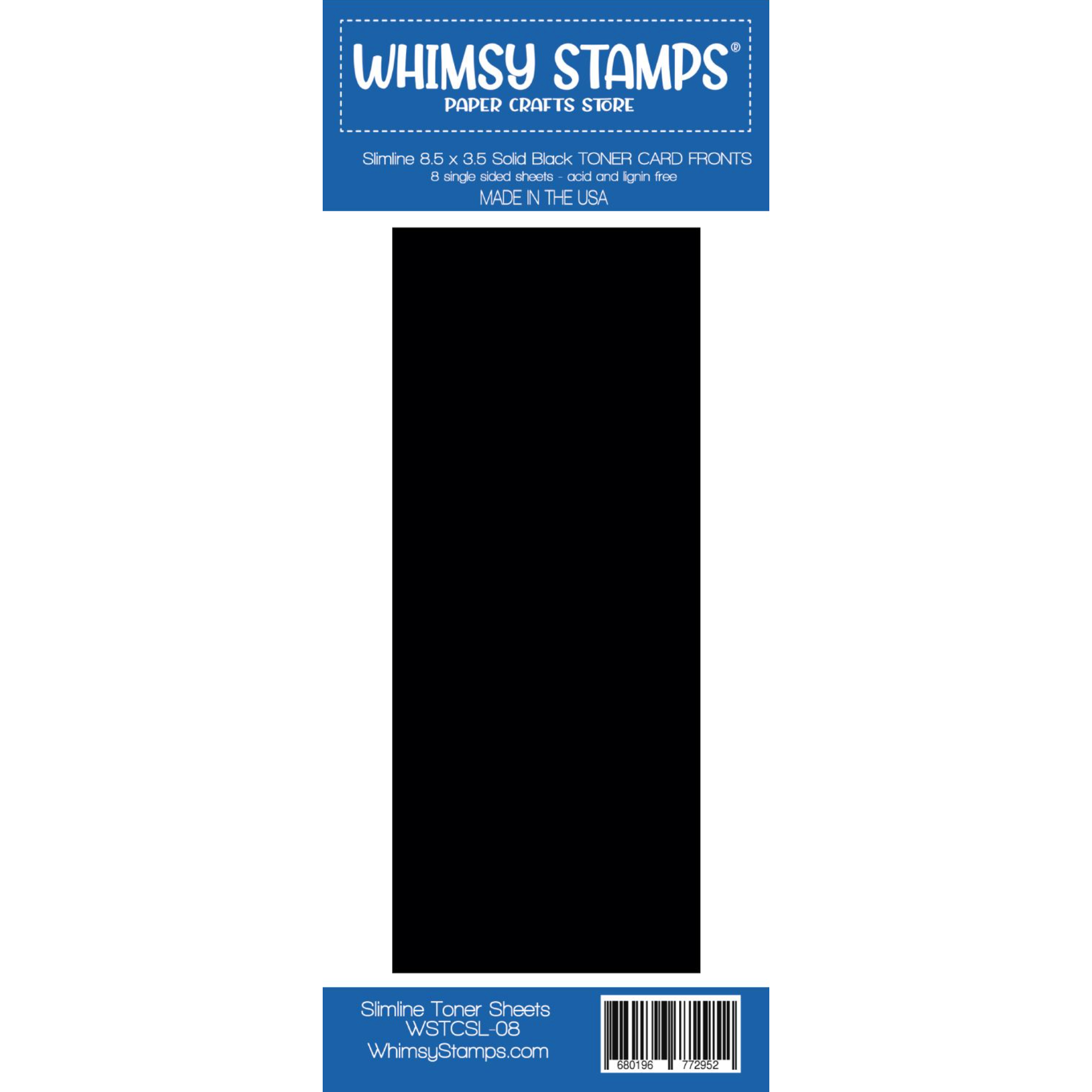 Whimsy Stamps Toner Cards Slimline Solid Black wstcsl-08