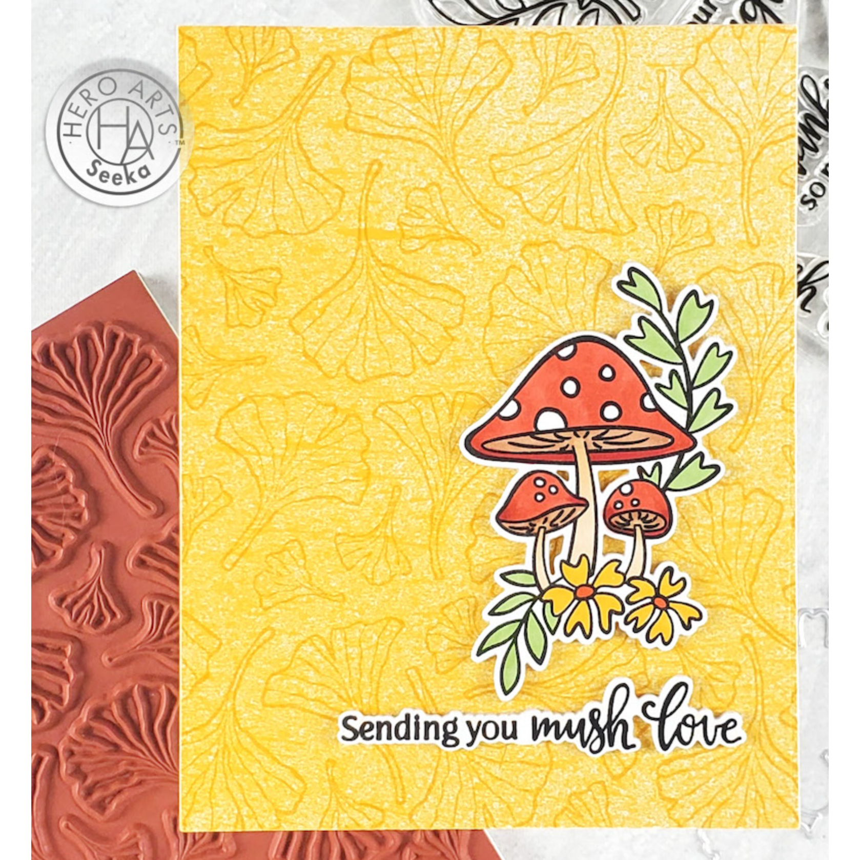 Hero Arts Cling Stamp Ginkgo Leaves Pattern Bold Prints cg926 sending you love