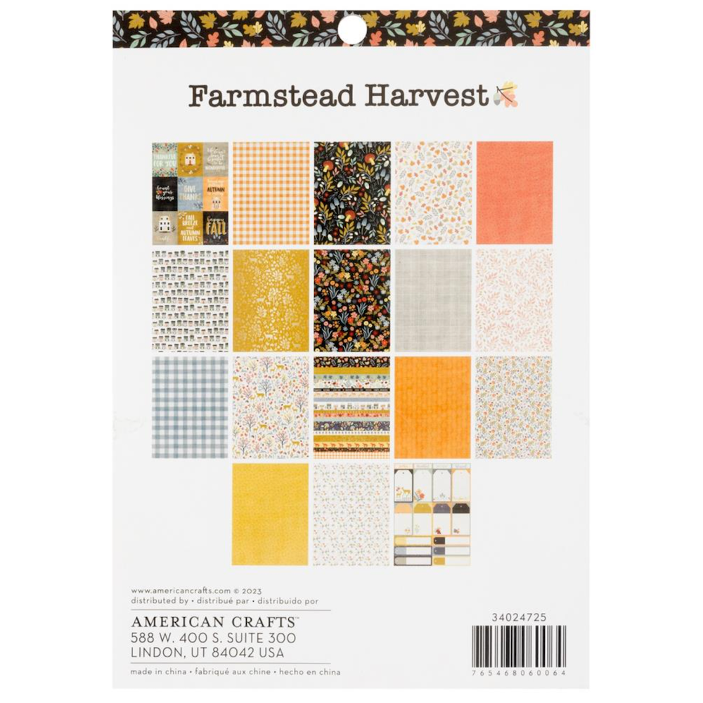 American Crafts Farmstead Harvest 6 x 8 Paper Pad 34024725 Back