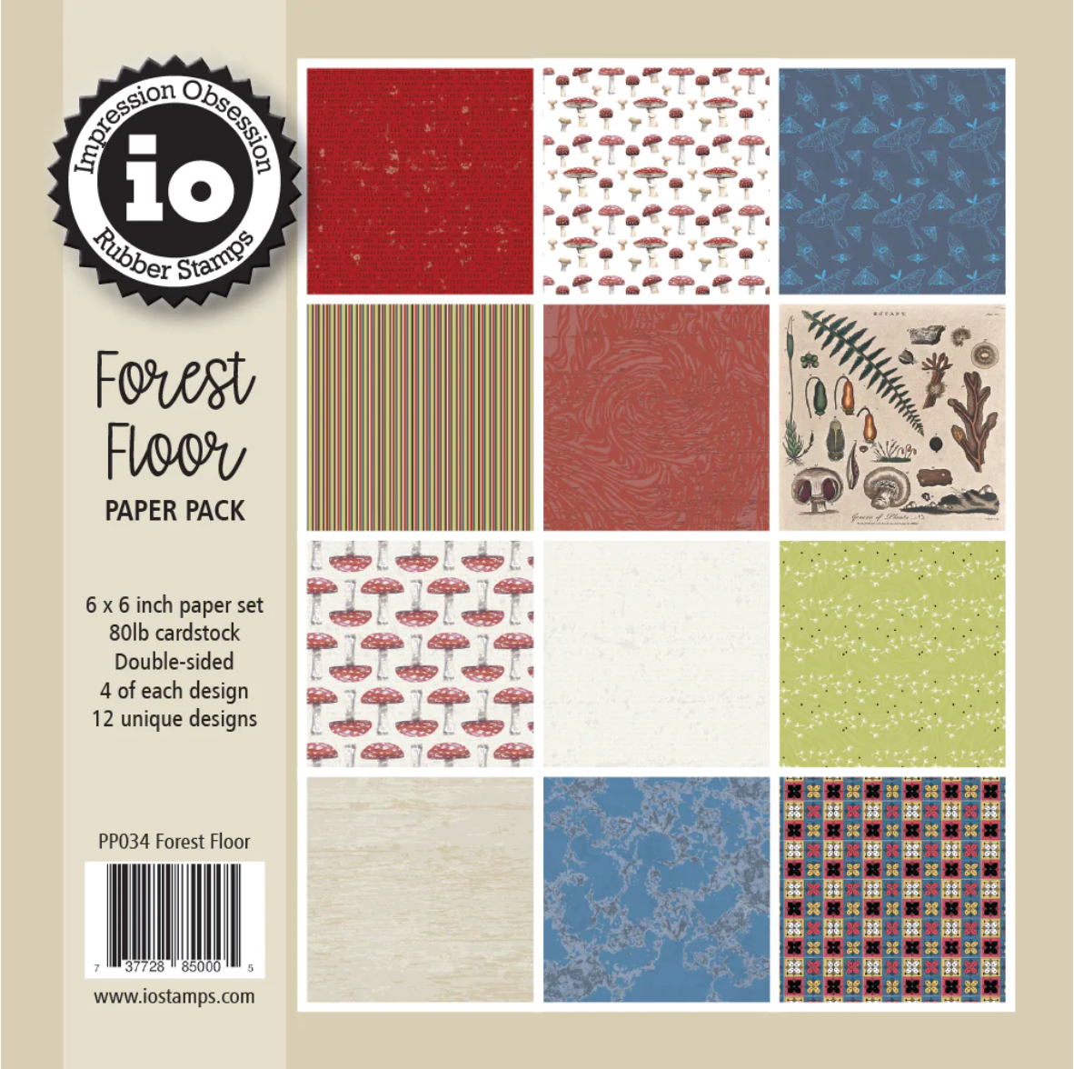 Impression Obsession Forest Floor 6x6 inch Paper Pad Pp034 | Impression Obsession | Crafting & Stamping Supplies from Simon Says Stamp