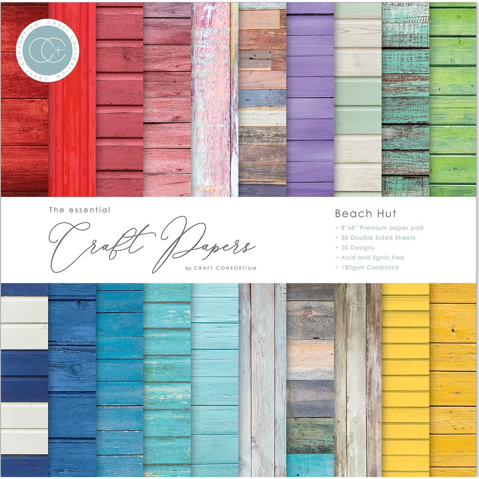 Craft Consortium Beach Hut 8 x 8 inch Paper Pad ccepad028e