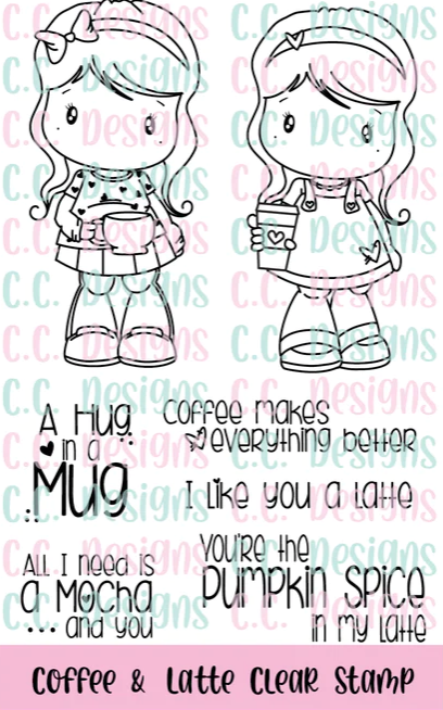 C.C. Designs Coffee and Latte Swissie Clear Stamp Set ccd-0336