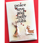 Poppy Stamps Peace Love and Belly Rubs Die 2594 cute dogs