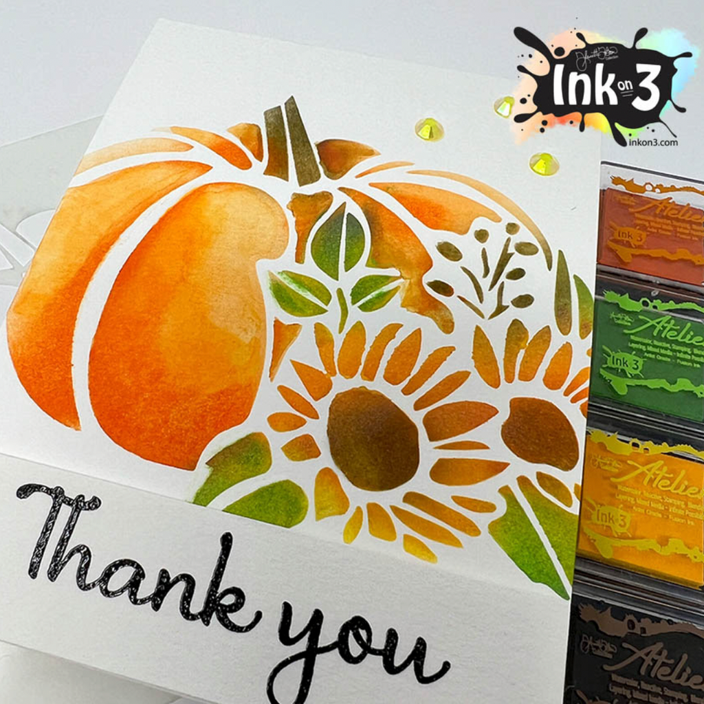 Inkon3 Pretty Pumpkin 6x6 Stencil thank you