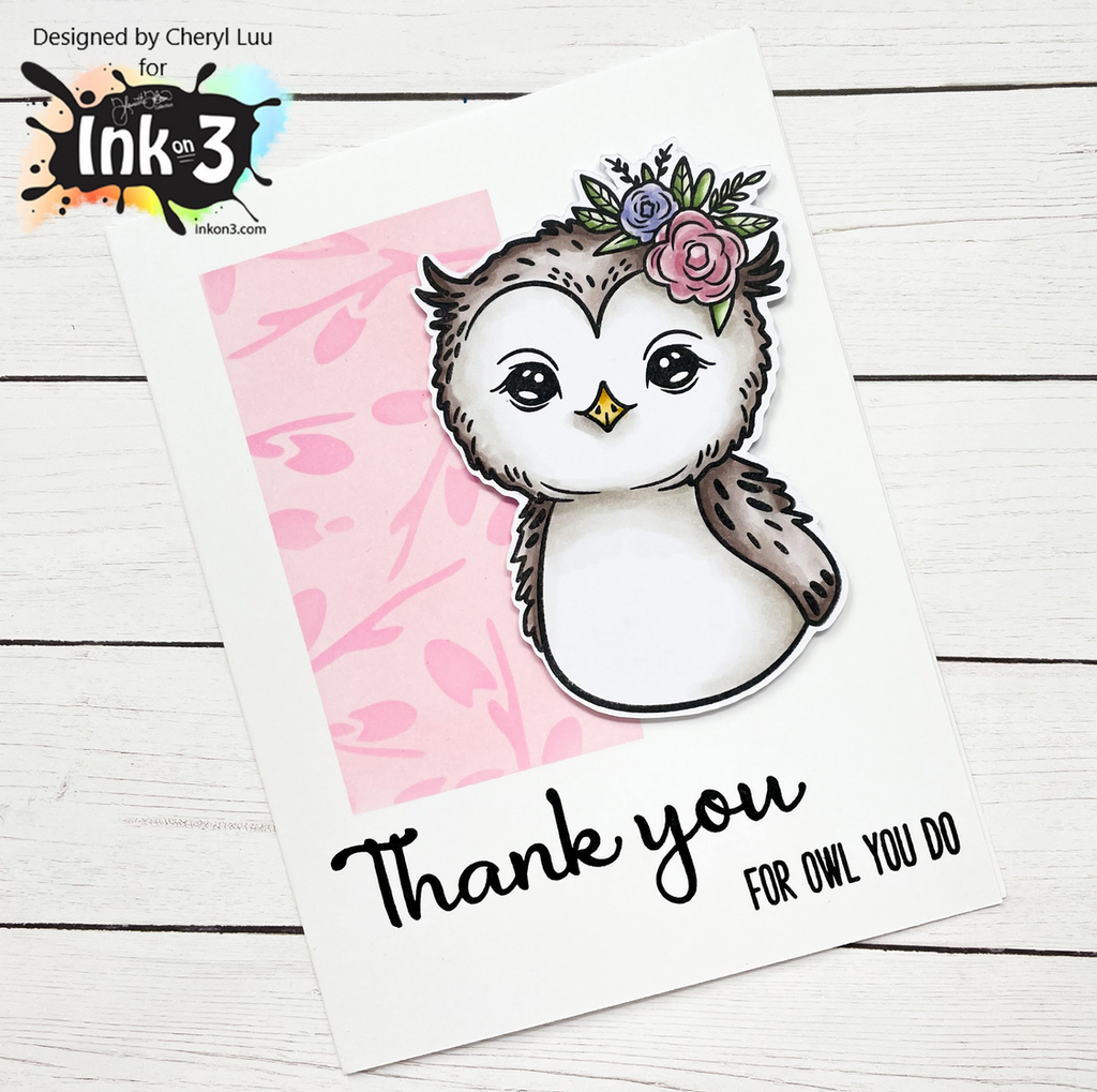 Inkon3 Give A Hoot Clear Stamps thank you