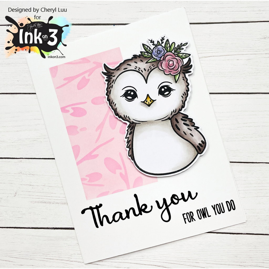 Inkon3 Willow Tree 6x6 Stencil thank you owl