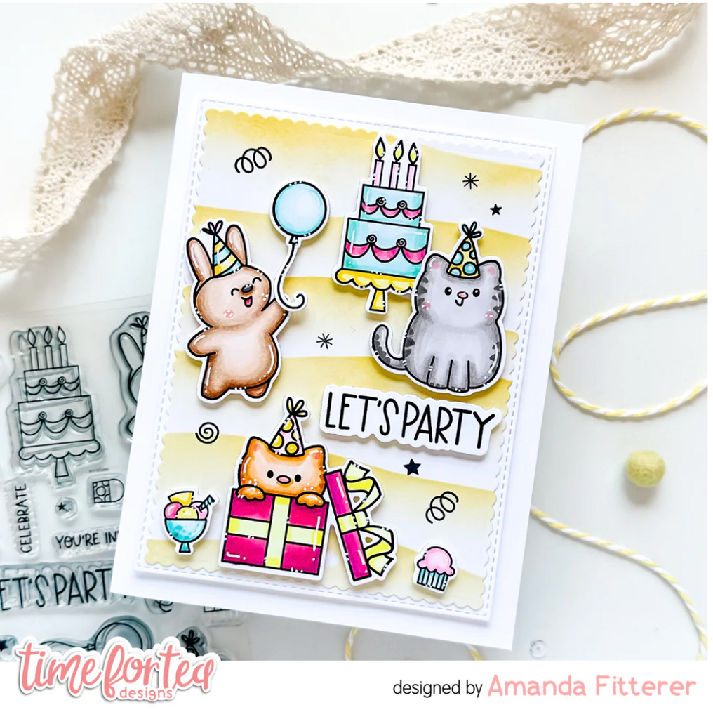 Time for Tea Designs Let's Party Clear Stamps cat's in hats