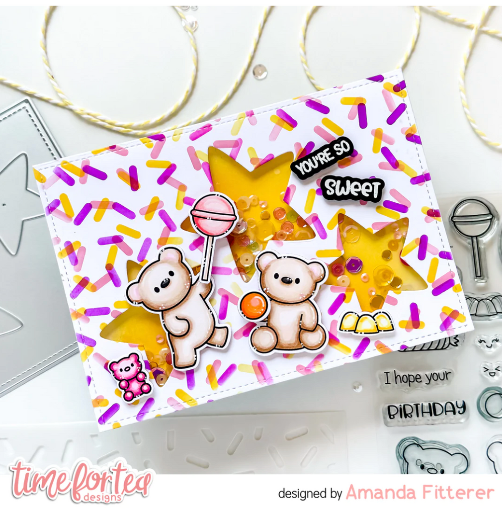 Time for Tea Designs Gummy Bears Clear Stamps shaker card
