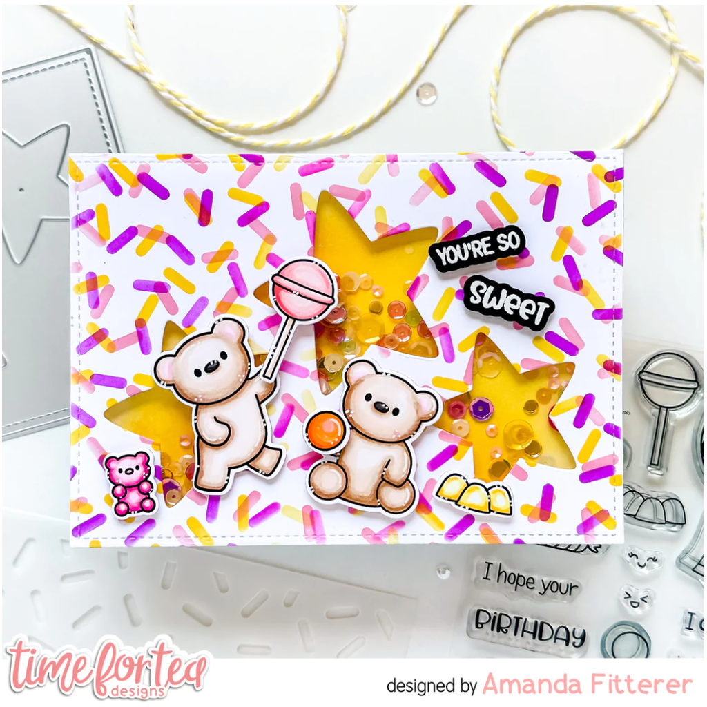 Time for Tea Designs Confetti Stencil shaker card