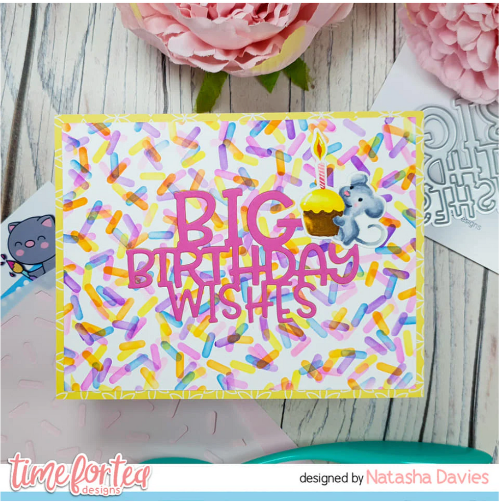 Time for Tea Designs Confetti Stencil big birthday wishes