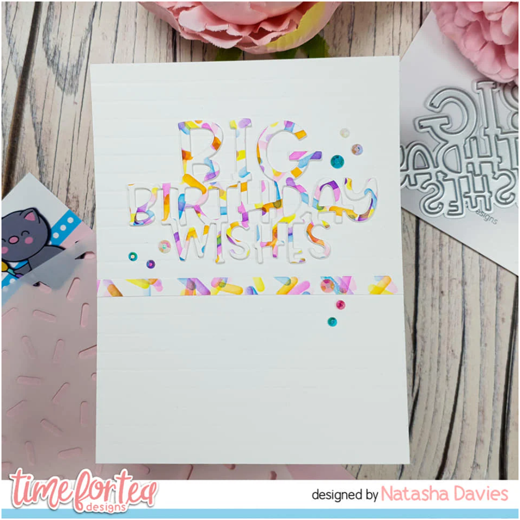 Time for Tea Designs Confetti Stencil birthday wishes