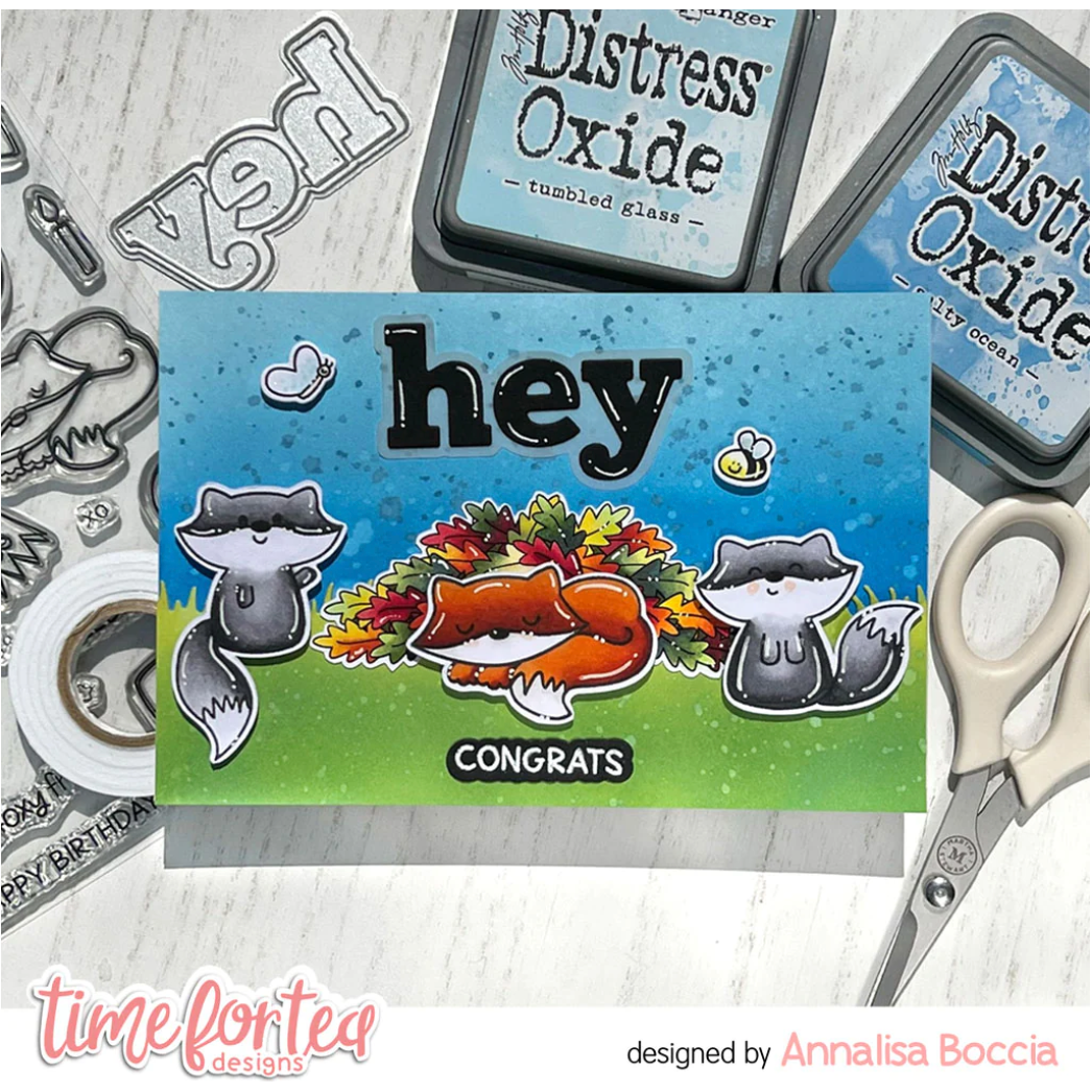 Time for Tea Designs Birthday Fox Coordinating Dies congrats