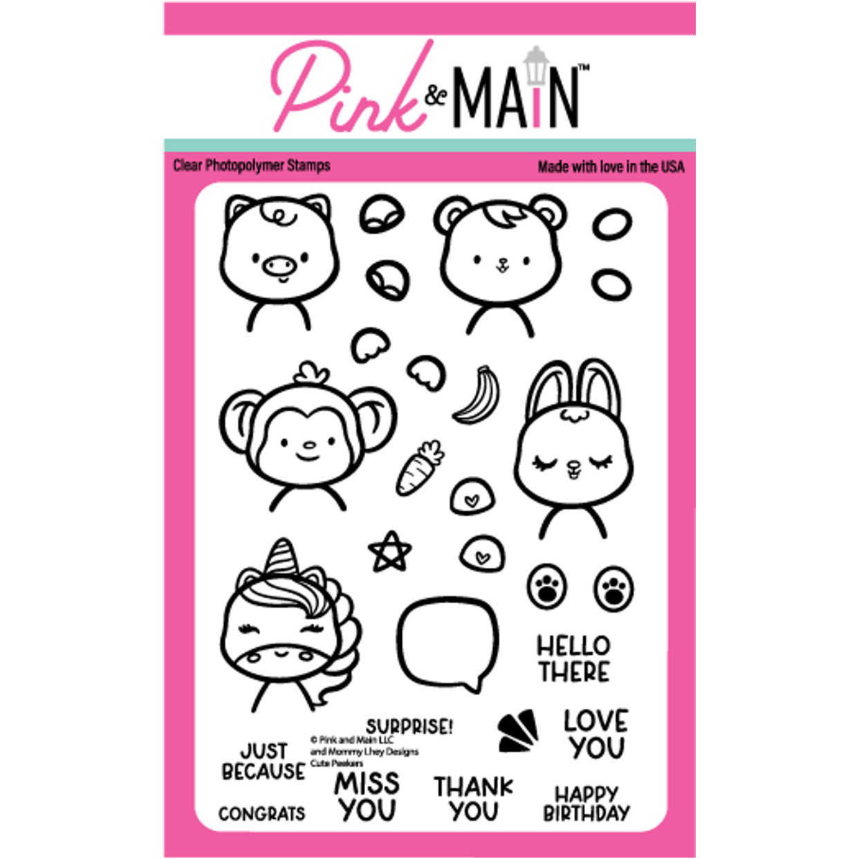 Pink and Main Cute Peekers Clear Stamps pm0647