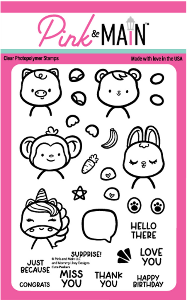 Pink and Main Cute Peekers Clear Stamps pm0647