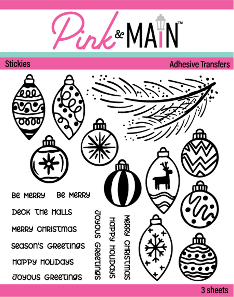 Pink and Main Ornaments Adhesive Transfer Stickies pmf134