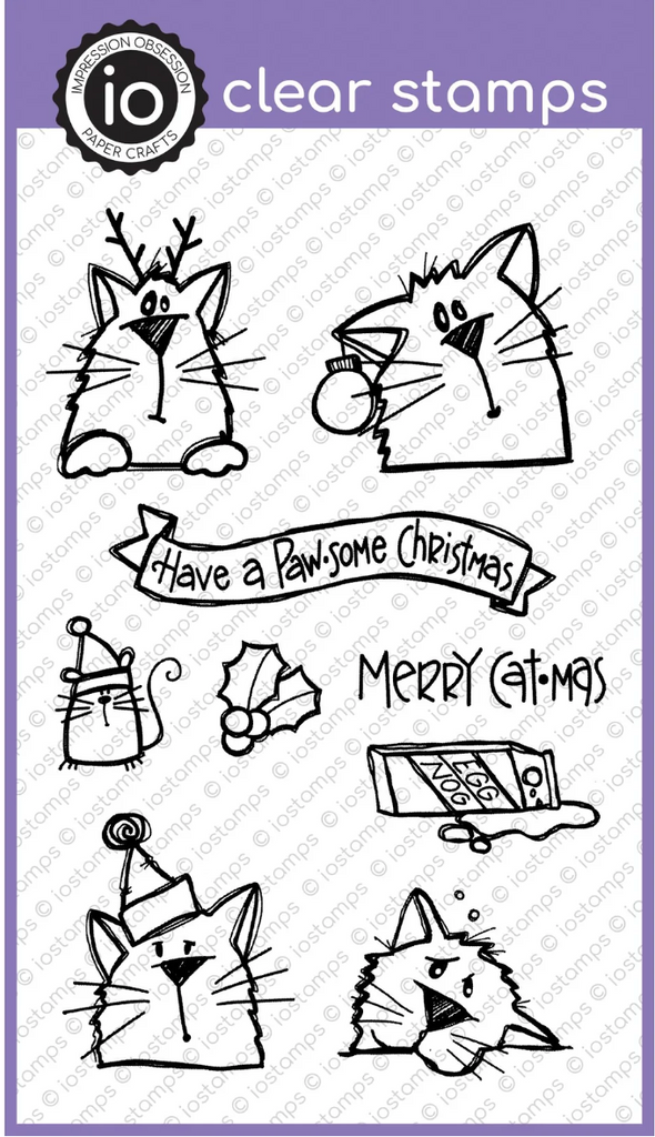 Impression Obsession Clear Stamps Merry Cat-Mas cl1241